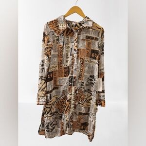 Live 4 Truth newspaper print button down dress NWT